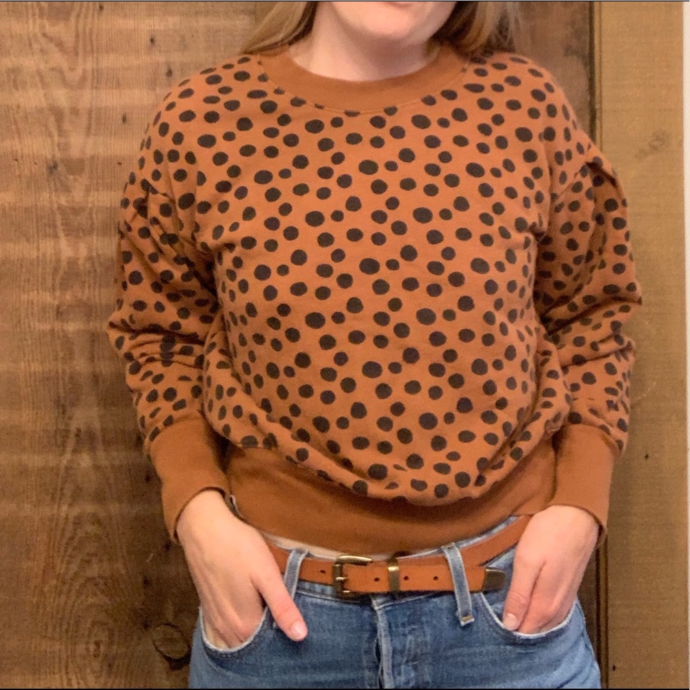 Madewell Leopard Pleated Sleeve Sweatshirt